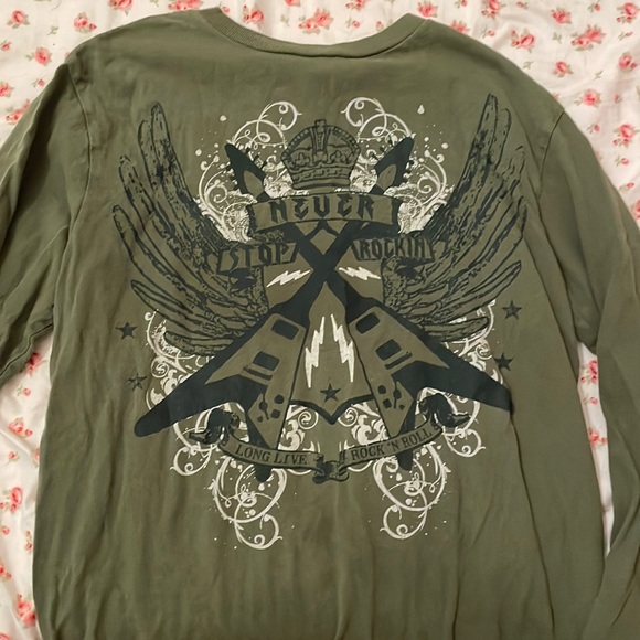 Army green kids guitar shirt. - Picture 1 of 2